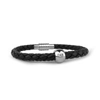 Mens armbånd sort med rund far charm 20