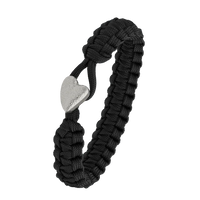 Sort armbånd med Heart Soldier lås sølvfarvet