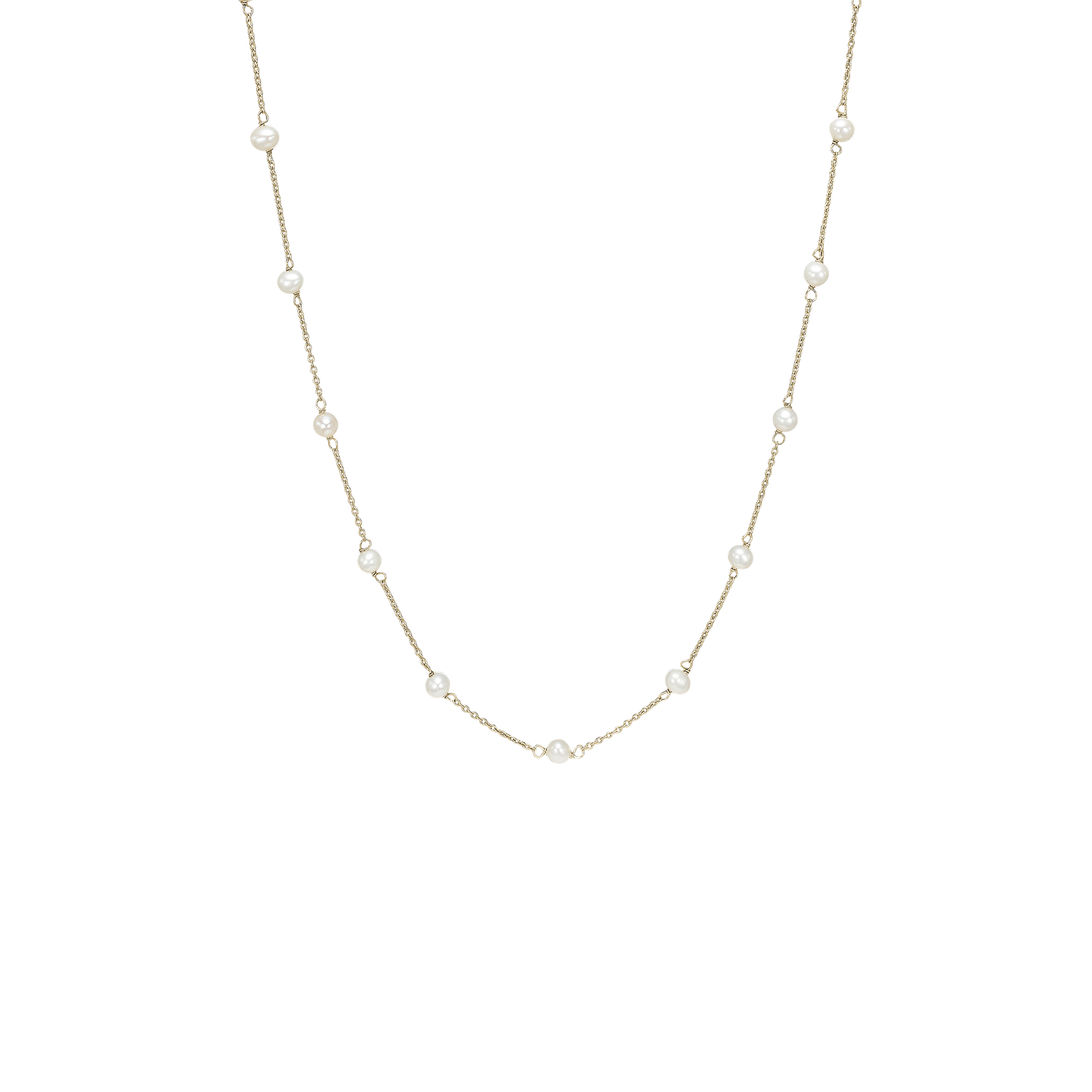 Halskæde,8kt, 4mm ferskv perler,Perlehav