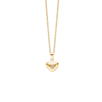 Halskæde med Vedhæng Hjerte 9 x 11 mm LG Diamant 0,03 Ct. 8 Karat Guld