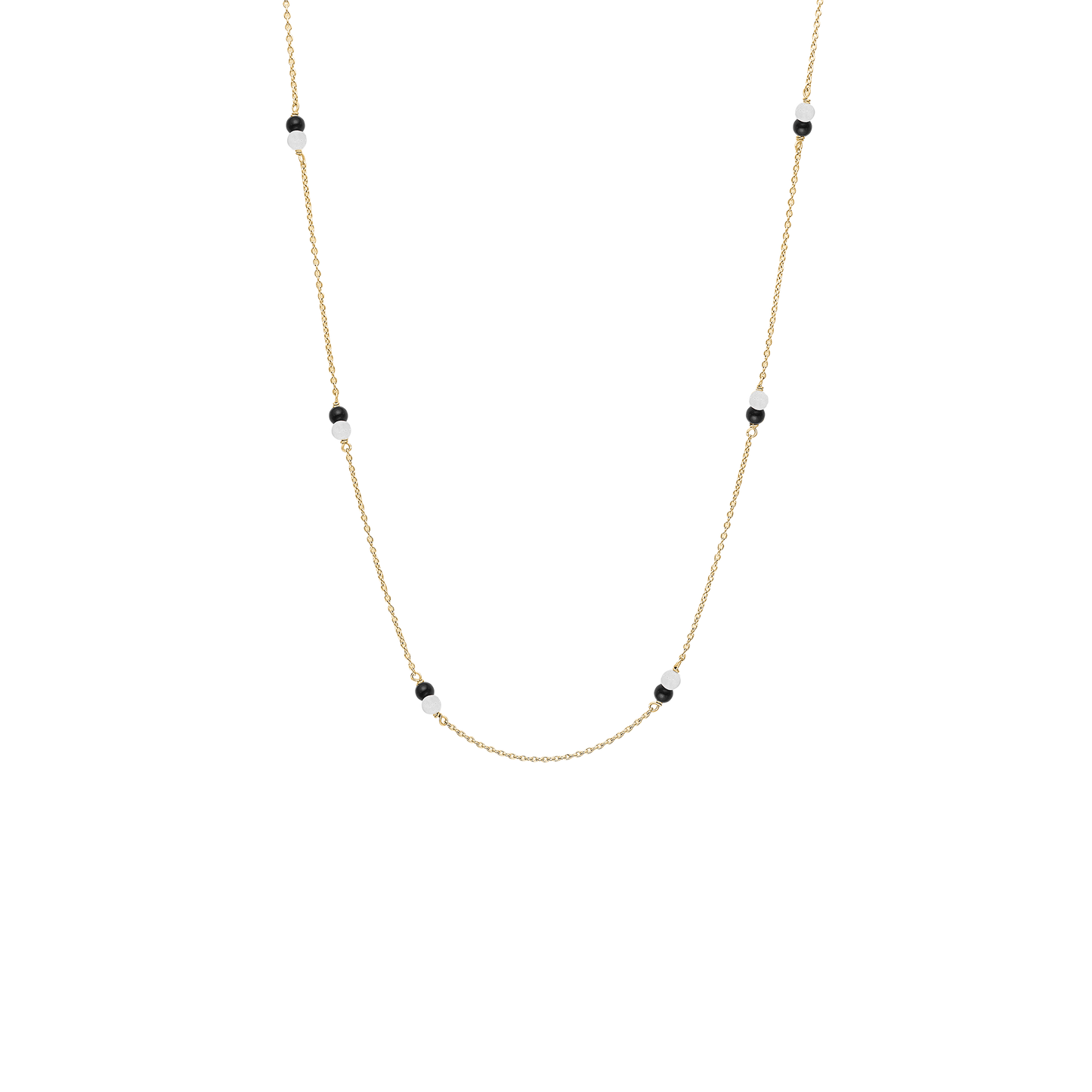Halskæde, sort Onyx/grøn amazonite, forg