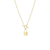 Halskæde med Vedhæng Padlock Forgyldt Sterling Sølv 12 x 8 mm