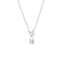 Halskæde med Vedhæng Padlock Sterling Sølv 12 x 8 mm