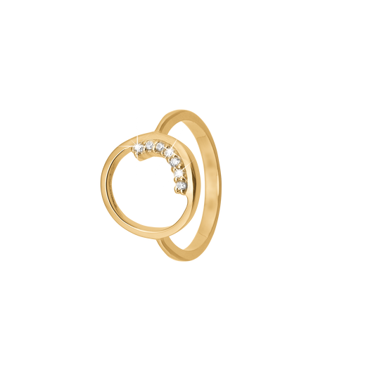 Dame ring, 14kt guld m/7cz
